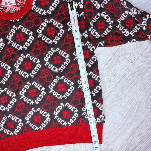 GCDS Cherry Jumper Sweater Wool-Blend Italy curse word “ f*uck GCDS “ rare shirt